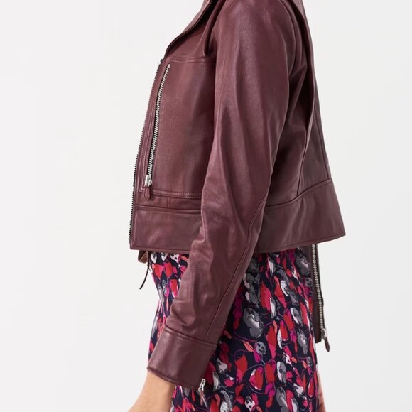 NWT- DVF Denzel Lamb Leather Jacket in Oxblood, sz 8, Brand New w Tags attached - Picture 9 of 10